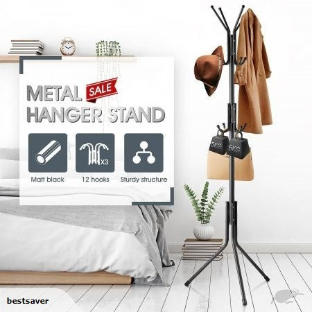 Iron Black Metal Steel Vintage Style Hanger Rack