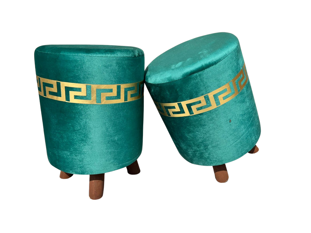 Ottoman LV Pinted Velvet Stool