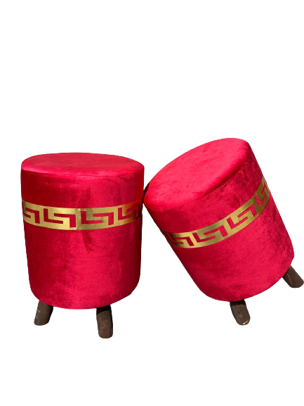 Ottoman LV Pinted Velvet Stool
