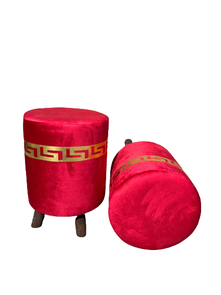 Ottoman LV Pinted Velvet Stool
