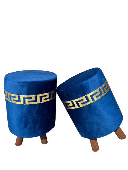 Ottoman LV Pinted Velvet Stool