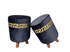 Ottoman LV Pinted Velvet Stool