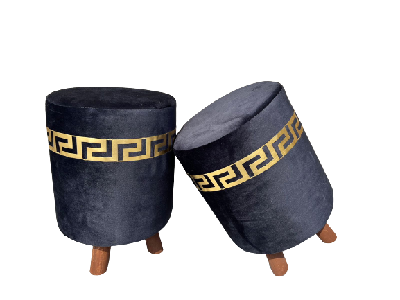 Ottoman LV Pinted Velvet Stool