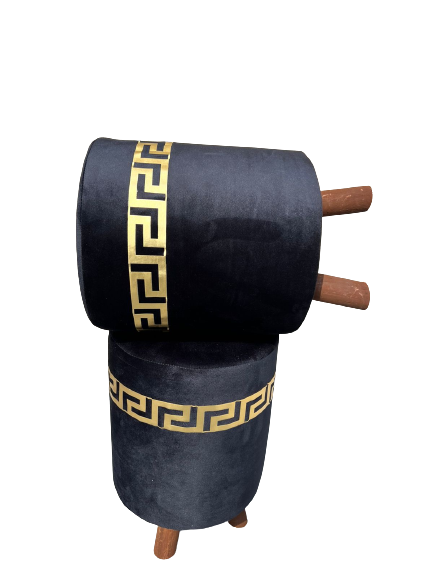 Ottoman LV Pinted Velvet Stool