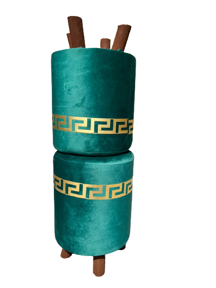 Ottoman LV Pinted Velvet Stool