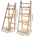4 Tier Wooden Ladder Folding Book Shelf Shelving Rack