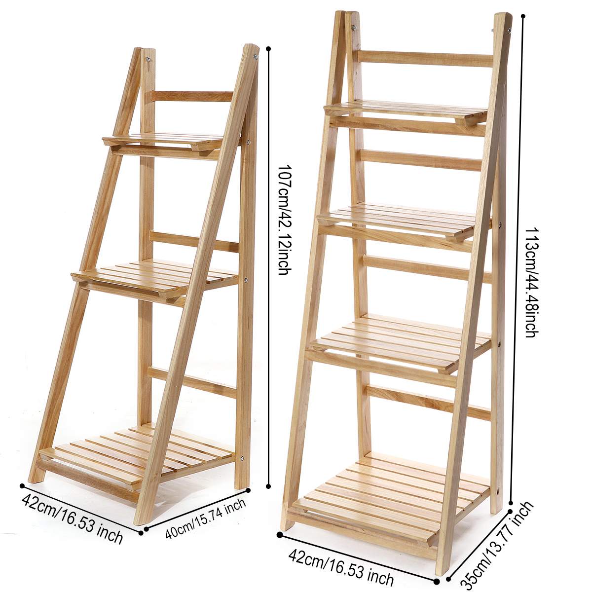4 Tier Wooden Ladder Folding Book Shelf Shelving Rack