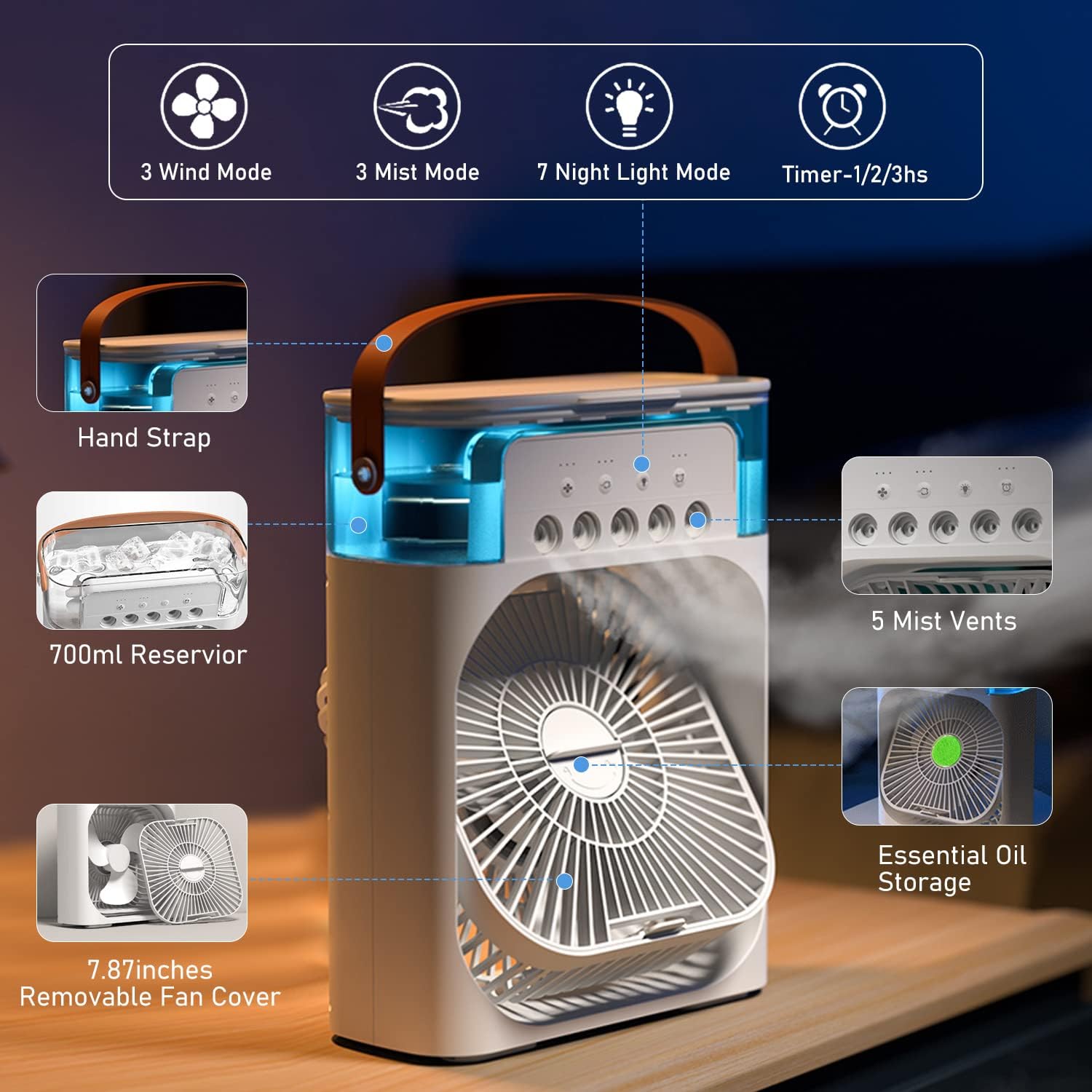 Portable Mini Air Conditioner Mist Fan 10-Inch
