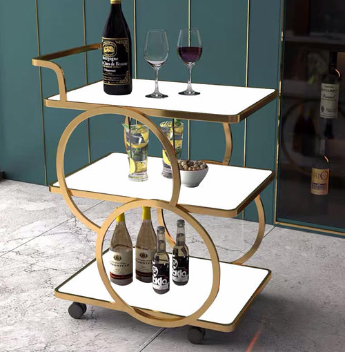 3-Tier Rolling Storage Cart - European Style Serving Rings Trolley