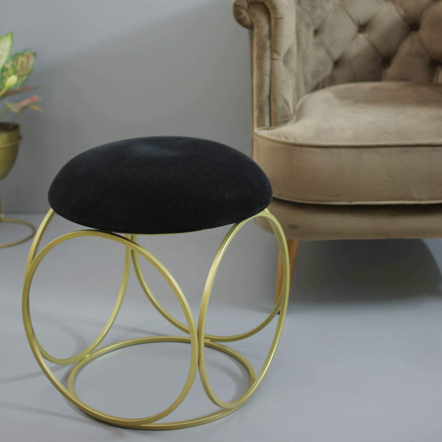 Luxury design Stool for living room gold frame Metallic seating stool sofa chair