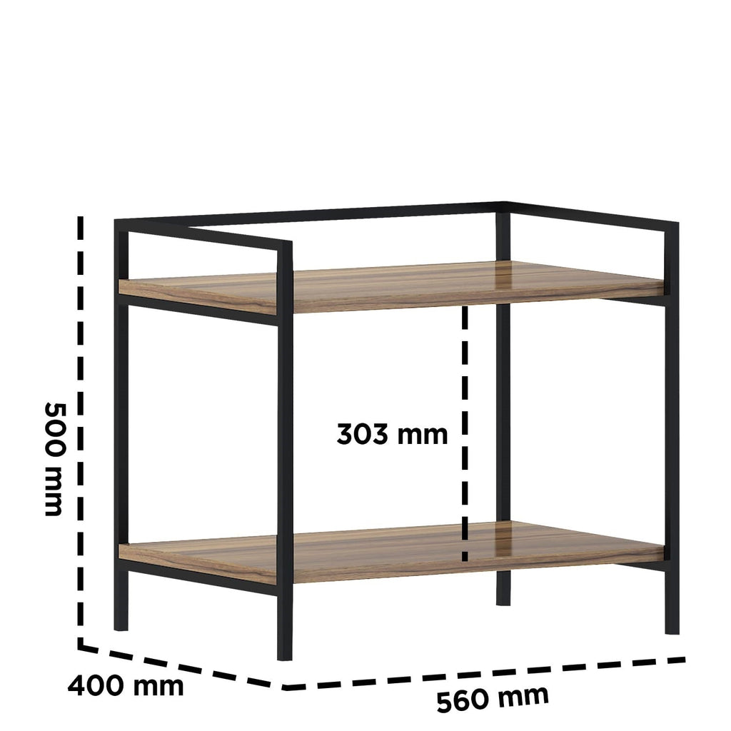2 Tier Wood & Metal Microwave Stand Kitchen Storage Shelf Microwave