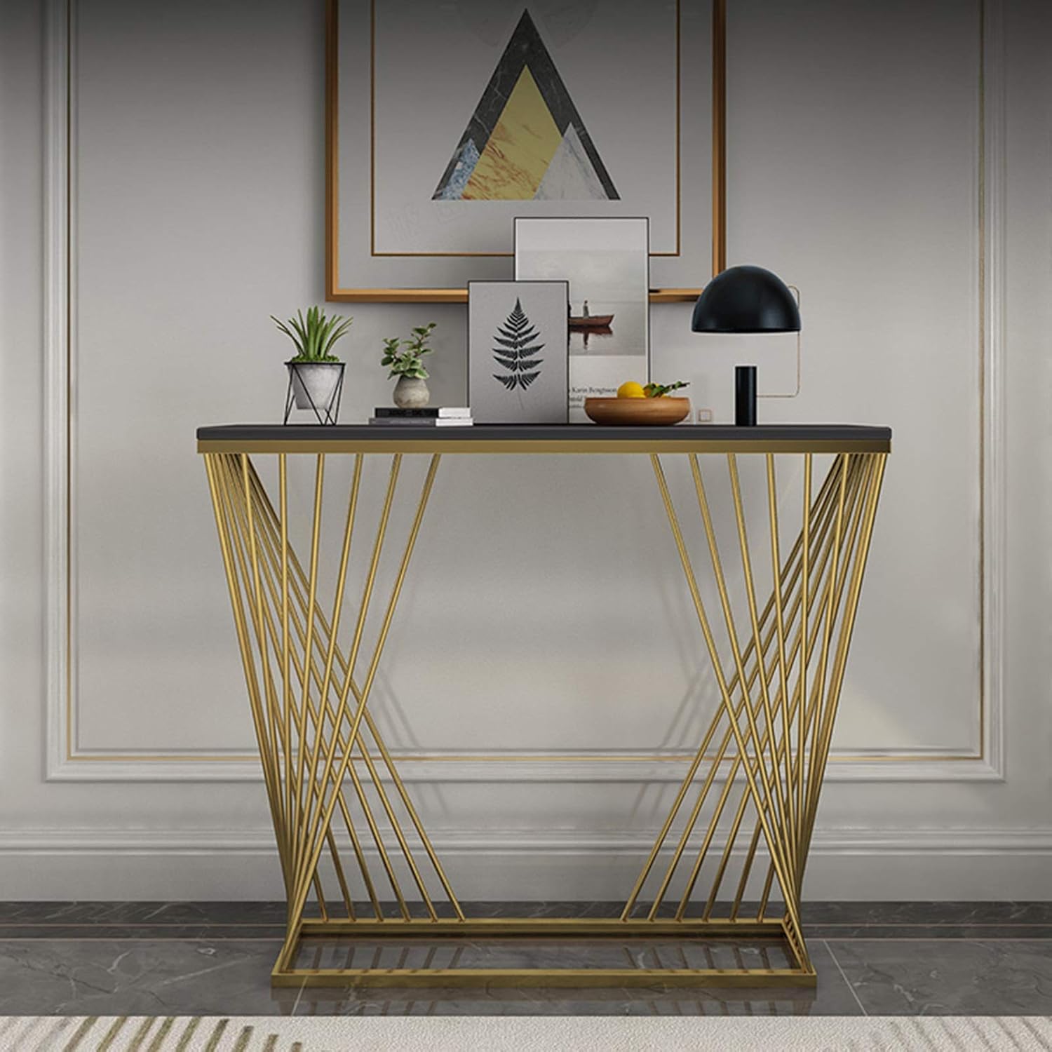Double Cross Rods Console Fancy Hallway Table