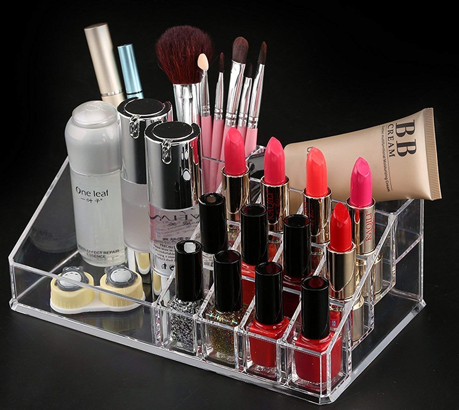 16 Compartment Cosmetic Makeup Jewellery Acrylic Lipstick Storage Organiser Box