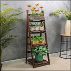 4 Tier Wooden Ladder Folding Book Shelf Shelving Rack