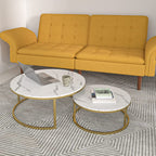 Modern Nesting Coffee Table Marble Look Sofa Side Nest of Tables Round End Tables
