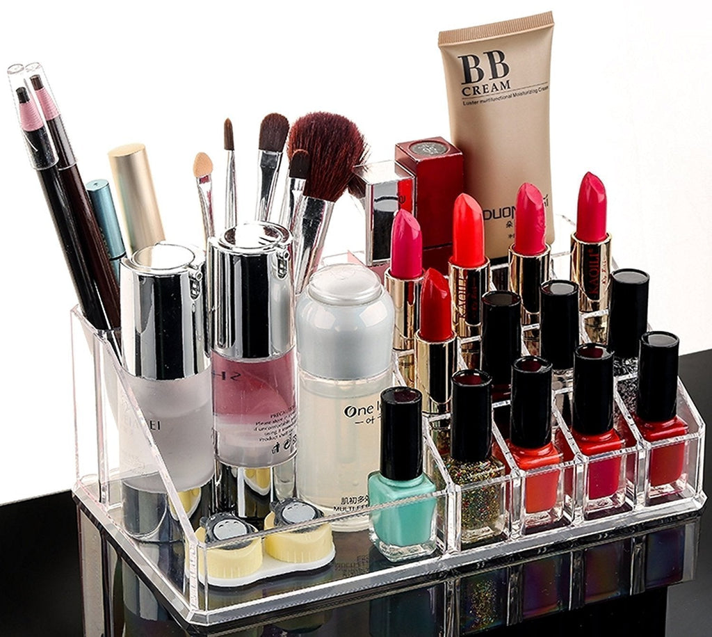 16 Compartment Cosmetic Makeup Jewellery Acrylic Lipstick Storage Organiser Box