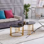 2-Piece Round Center Table Set Luxury Style For Room