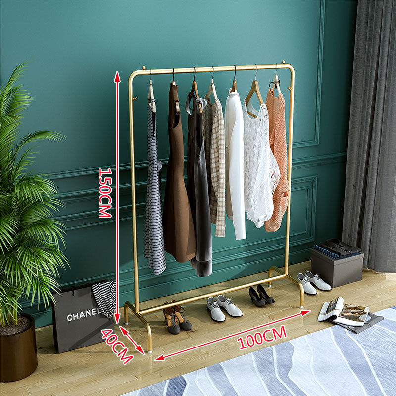 High-quality clothing store display rack golden and black floor-type iron