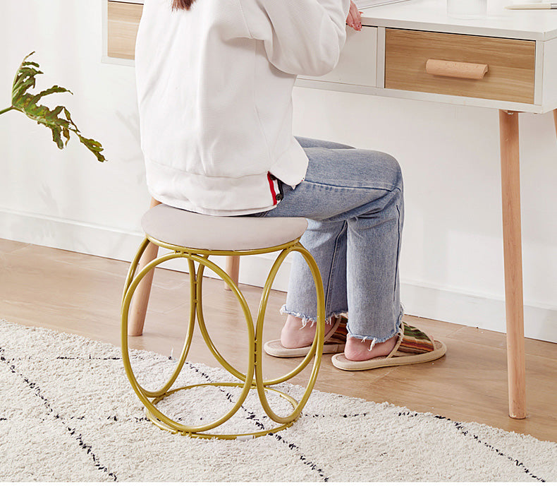 Luxury design Stool for living room gold frame Metallic seating stool sofa chair