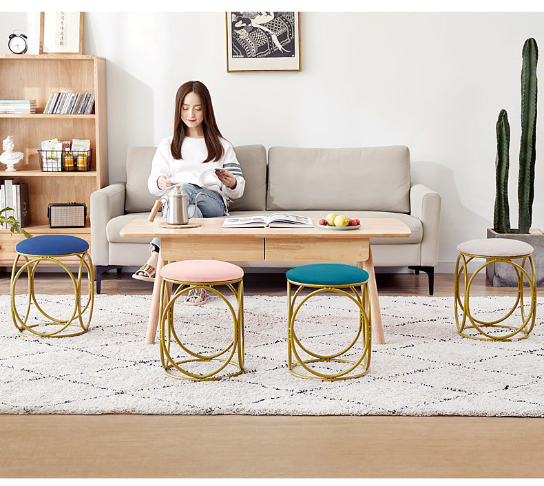 Luxury design Stool for living room gold frame Metallic seating stool sofa chair