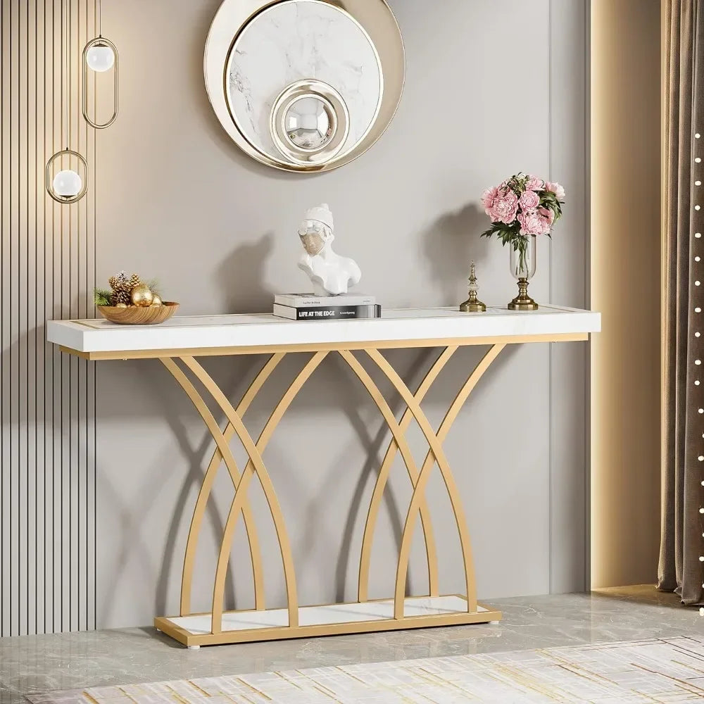 Modern Double Shelf Console Living Room Table