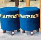 Ottoman LV Pinted Velvet Stool