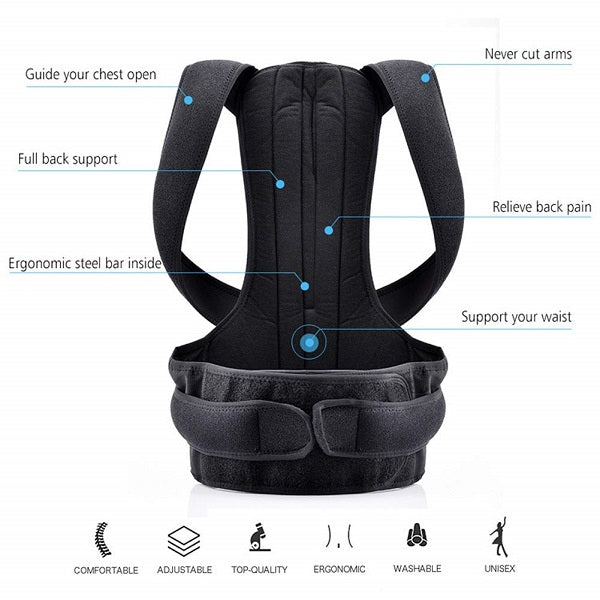 Back Pain Relief Posture Corrector Belt – Adjustable Back Support for Men & Women