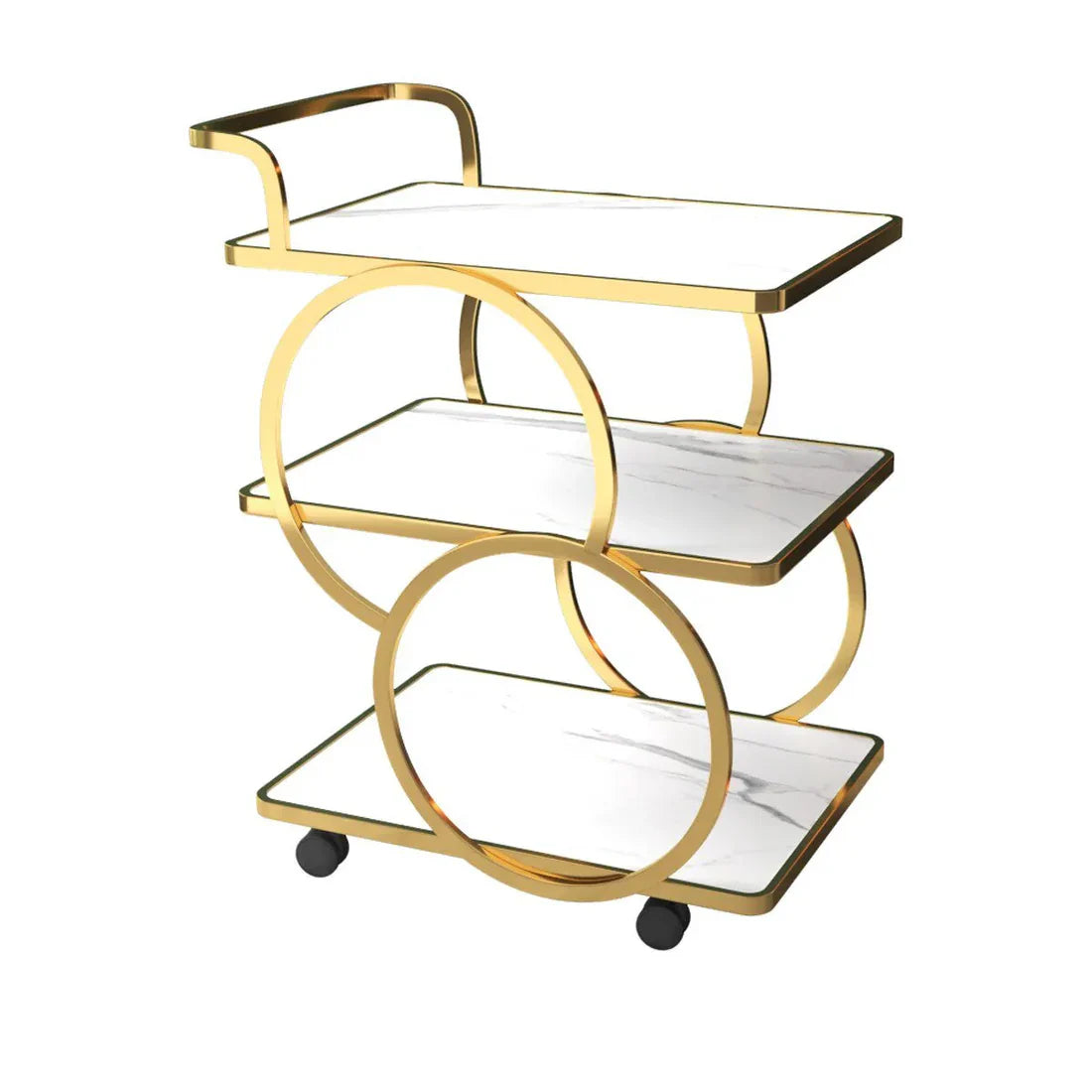 3-Tier Rolling Storage Cart - European Style Serving Rings Trolley
